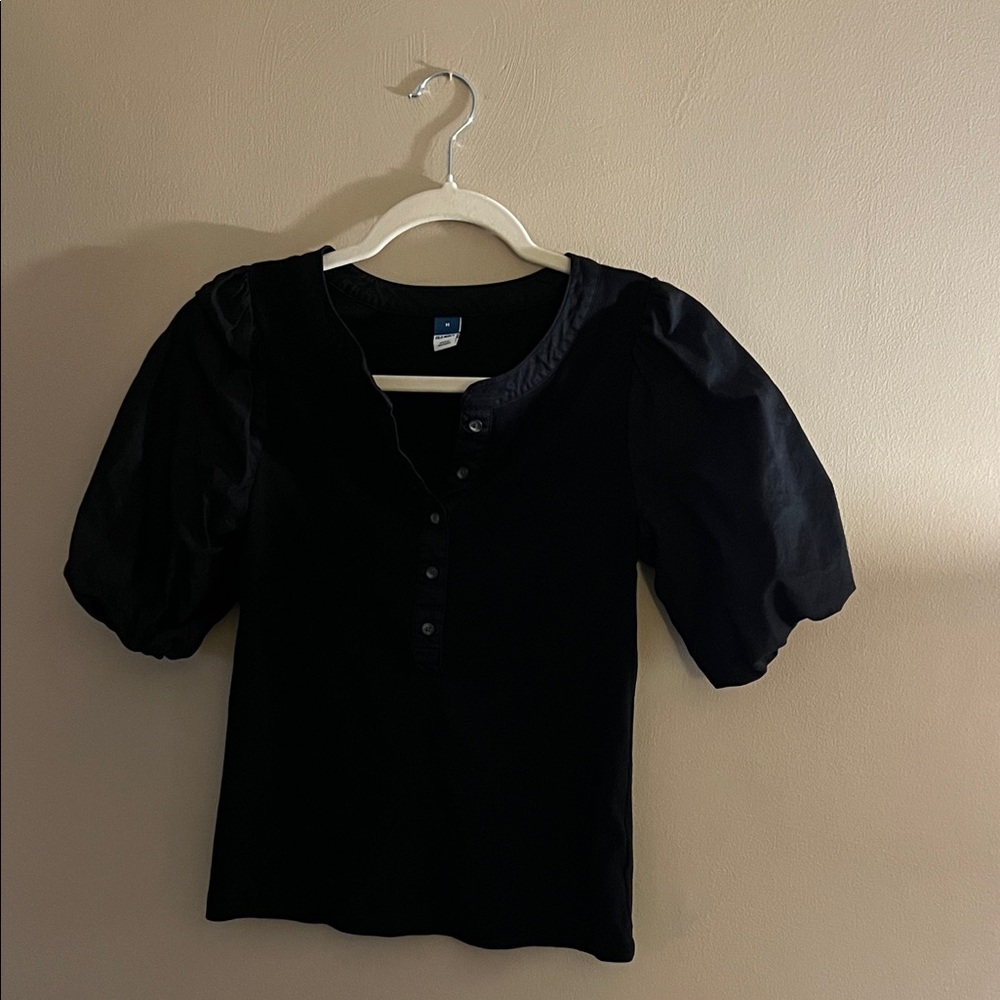 Old Navy Classic Black Top Puff Sleeves